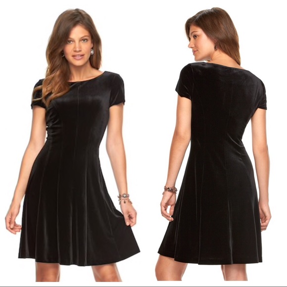black velvet fit and flare dress